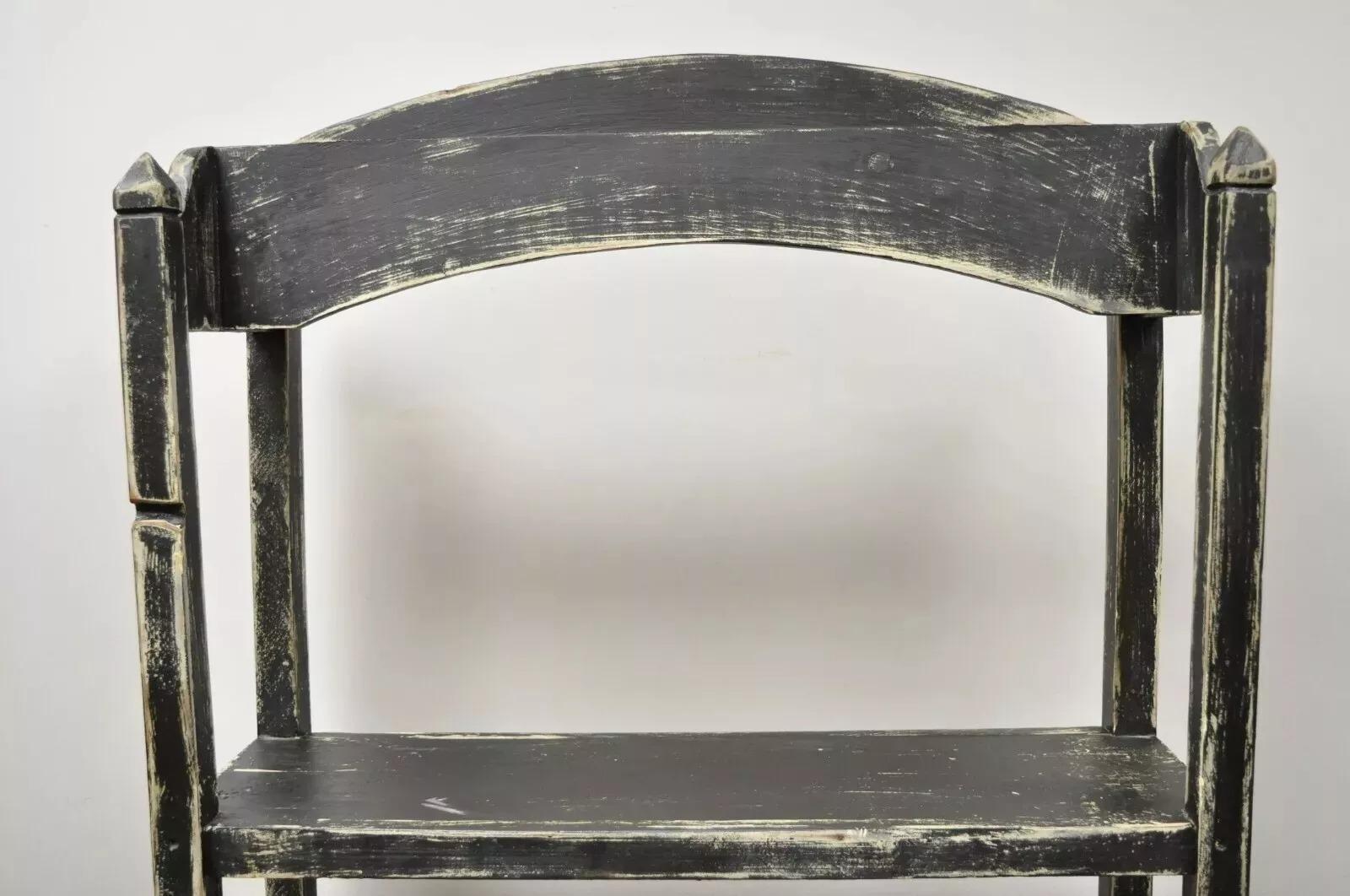 Other French Country Provincial Black & White Distress Painted Bookcase Display Stand