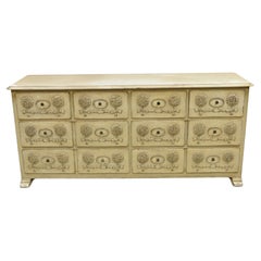 Vintage French Country Provincial Cream Distress Painted 8 Drawer Dresser by Roundtree
