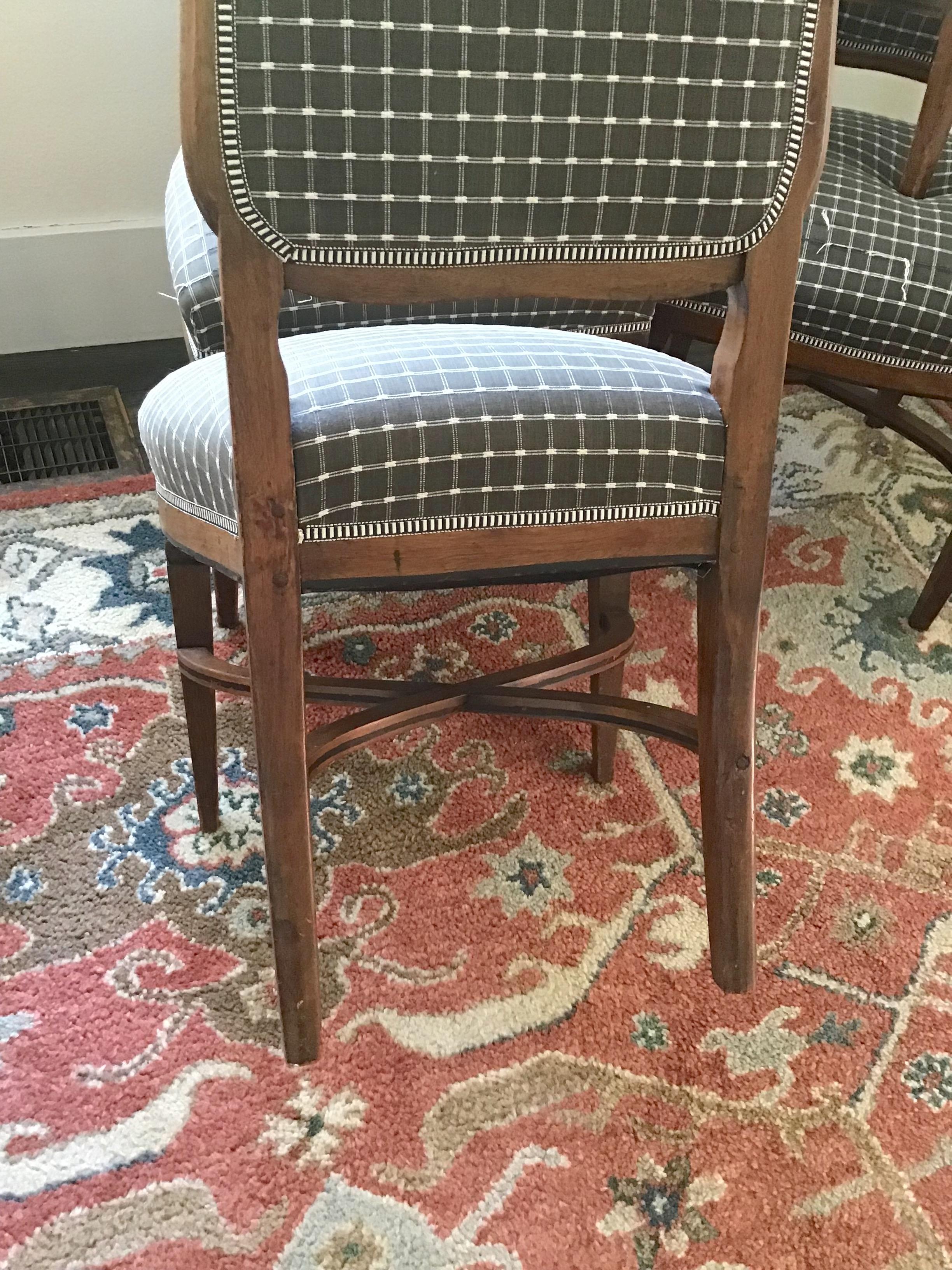 20th Century French Country Provincial Dining Chair Set of 4 Upholstered Dining Chairs For Sale