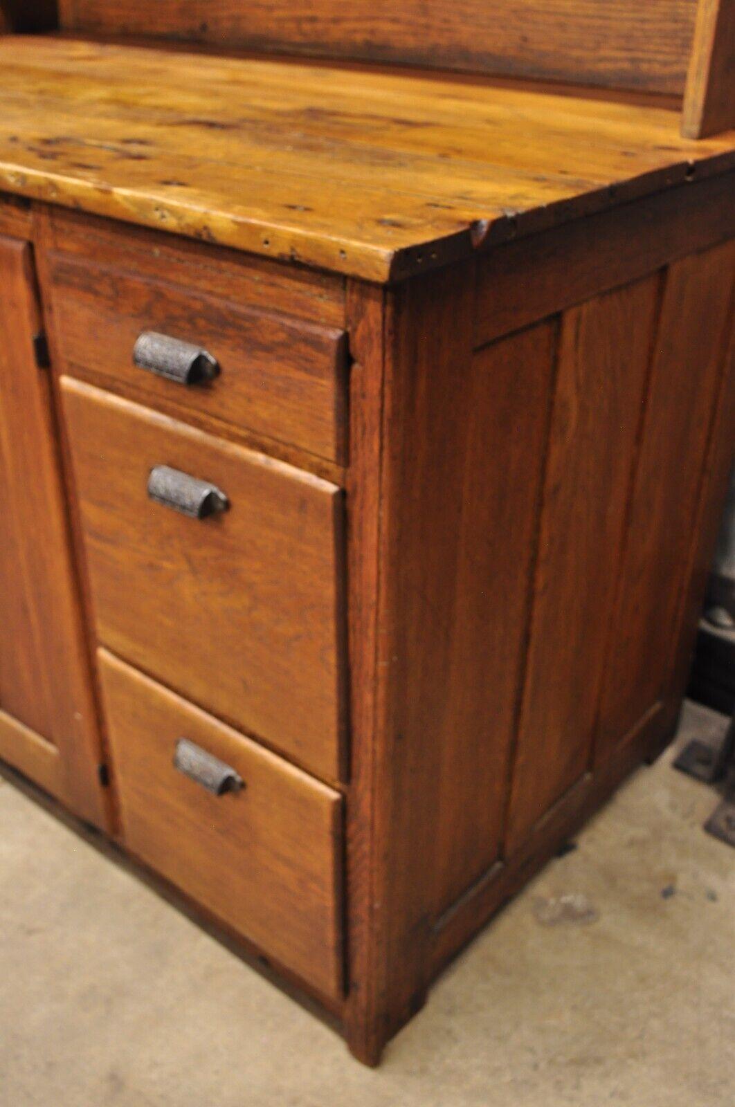 French Country Provincial Oak Wood Chestnut Kitchen Cupboard Hutch Cabinet 5