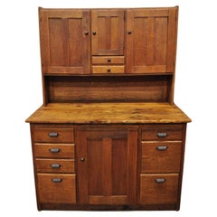 French Country Provincial Oak Wood Chestnut Kitchen Cupboard Hutch Cabinet
