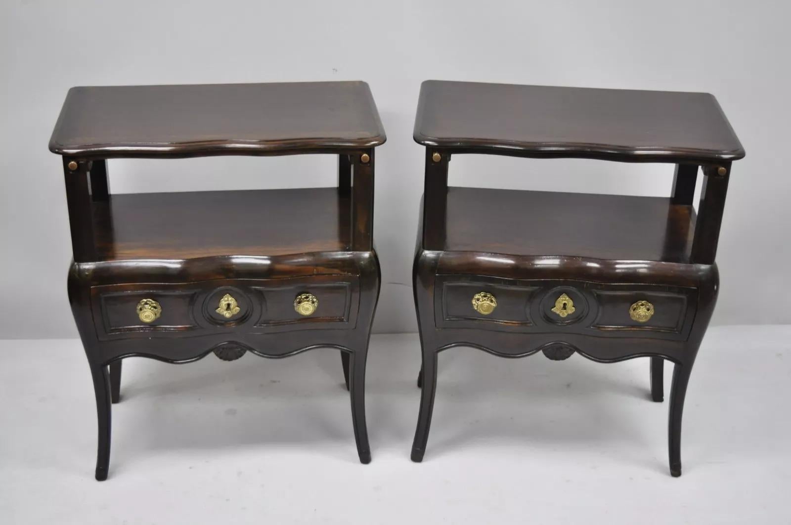 French Country Provincial Style Bombe Nightstands Attr. Auffray - a Pair For Sale 3