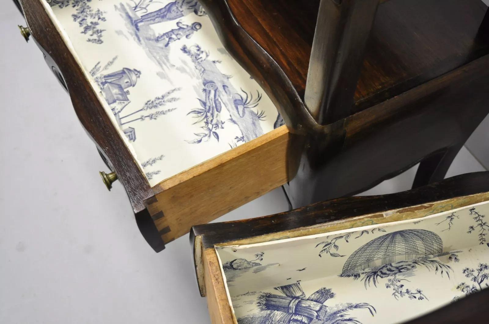 Unknown French Country Provincial Style Bombe Nightstands Attr. Auffray - a Pair For Sale