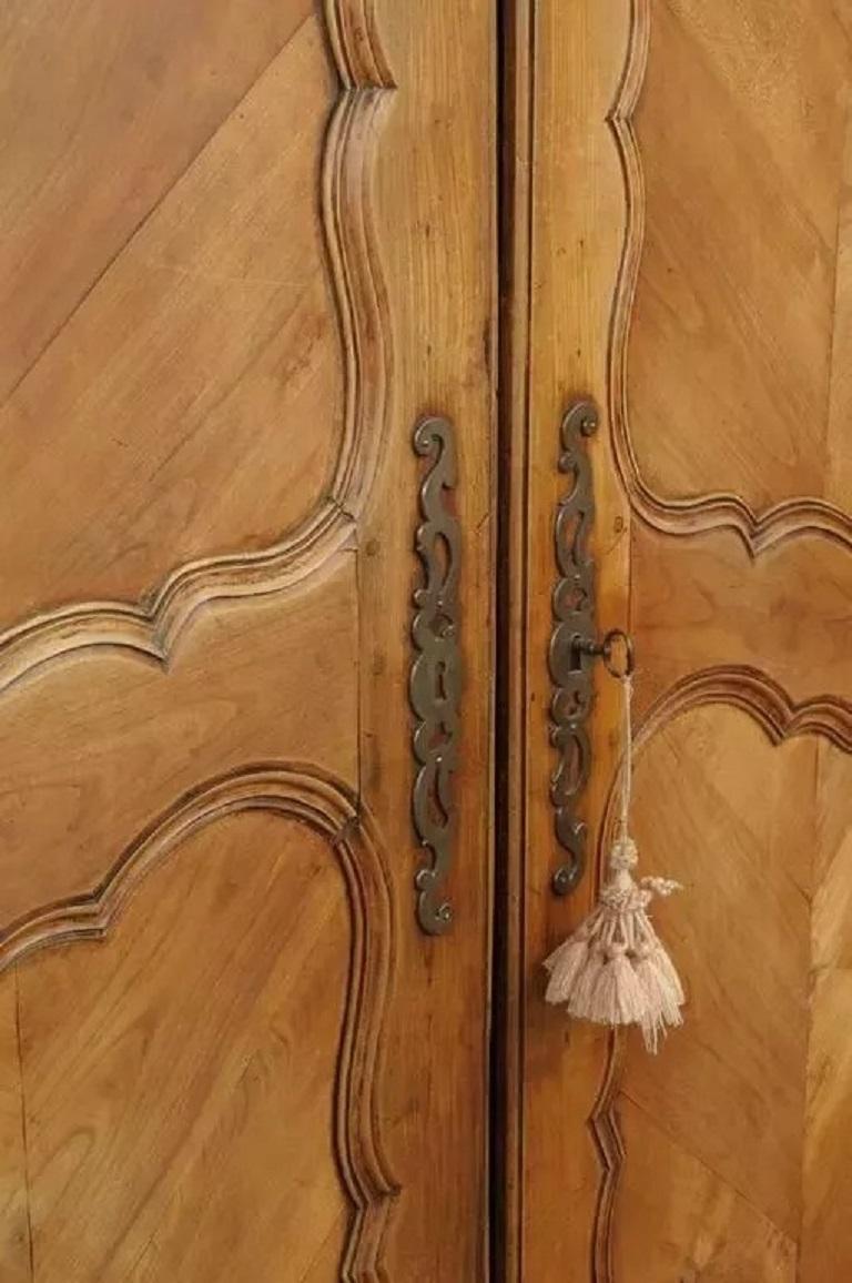 Other French Country Provincial Walnut Bonnet Top Armoire Wardrobe Cabinet For Sale
