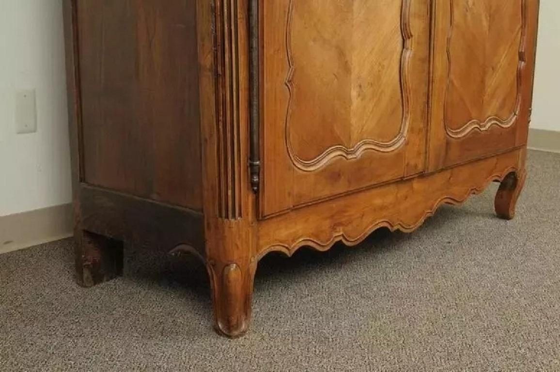Unknown French Country Provincial Walnut Bonnet Top Armoire Wardrobe Cabinet For Sale