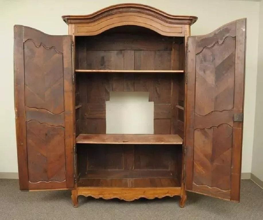 18th Century and Earlier French Country Provincial Walnut Bonnet Top Armoire Wardrobe Cabinet For Sale