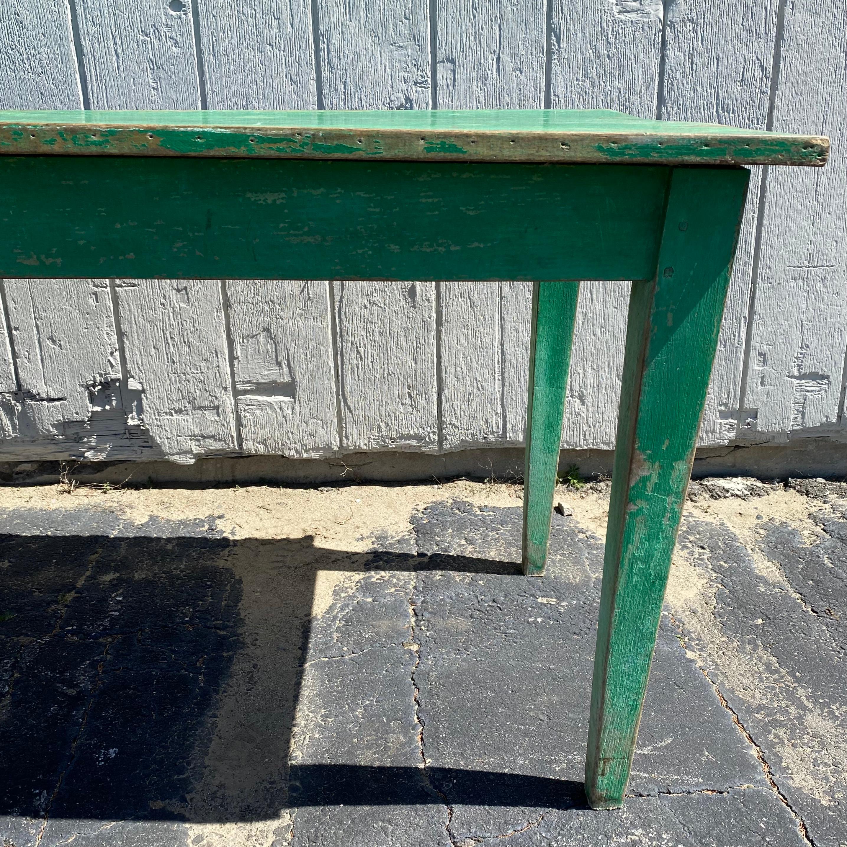 19th Century French Country Provinicial Farm Table with Original Green Paint