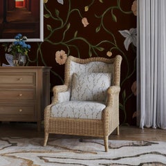 Poltrona Wingback in rattan French Country