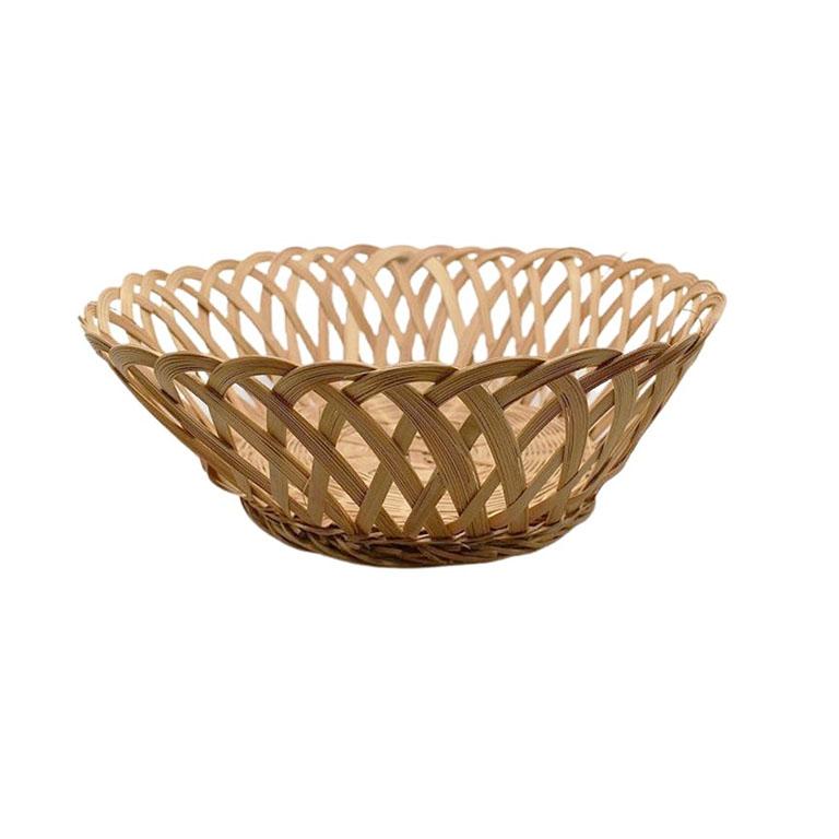 French Country Round Woven Wicker Catchall or Bread Basket in Brown 1
