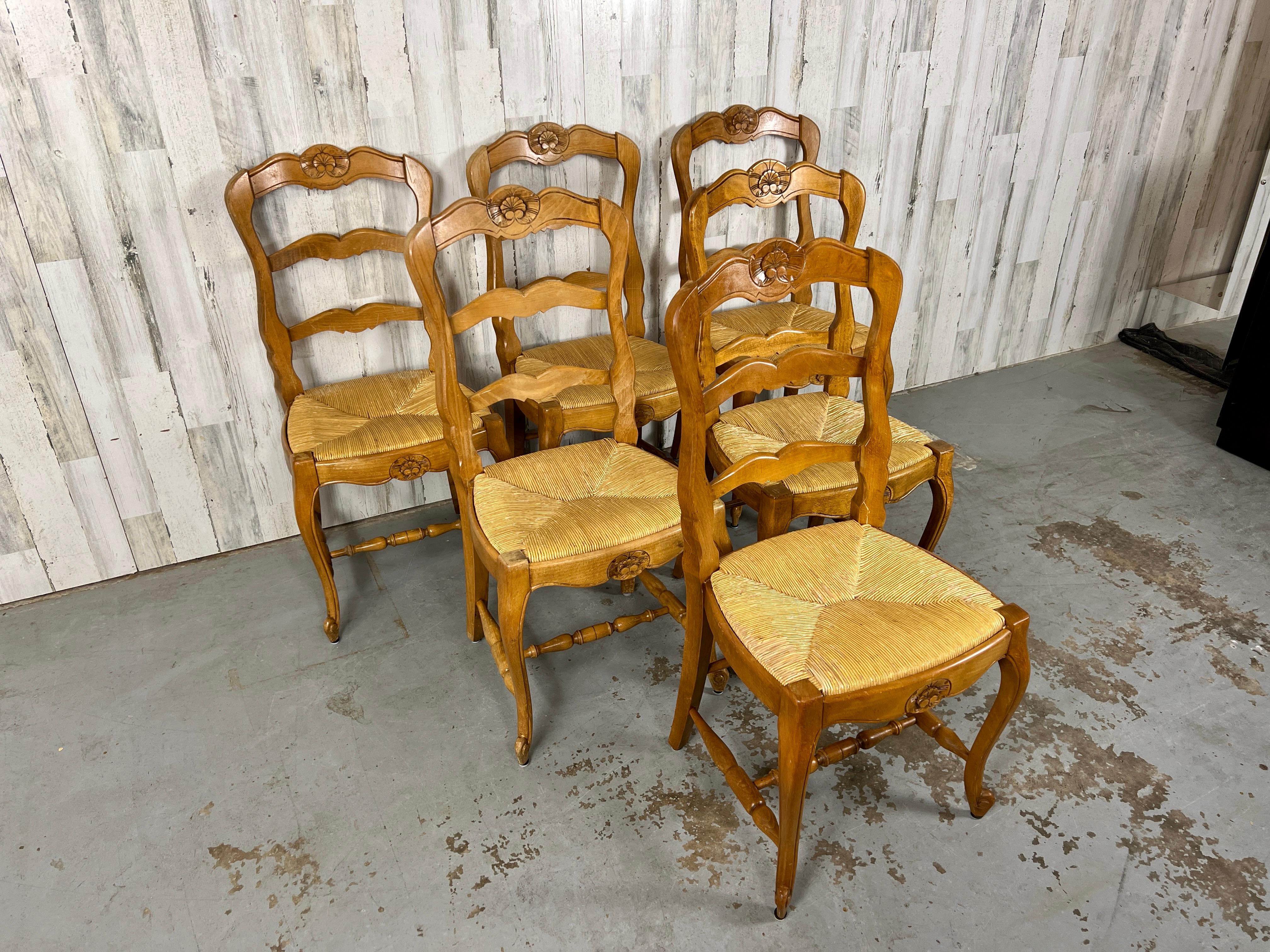 20th Century French Country Rush Dining Chairs