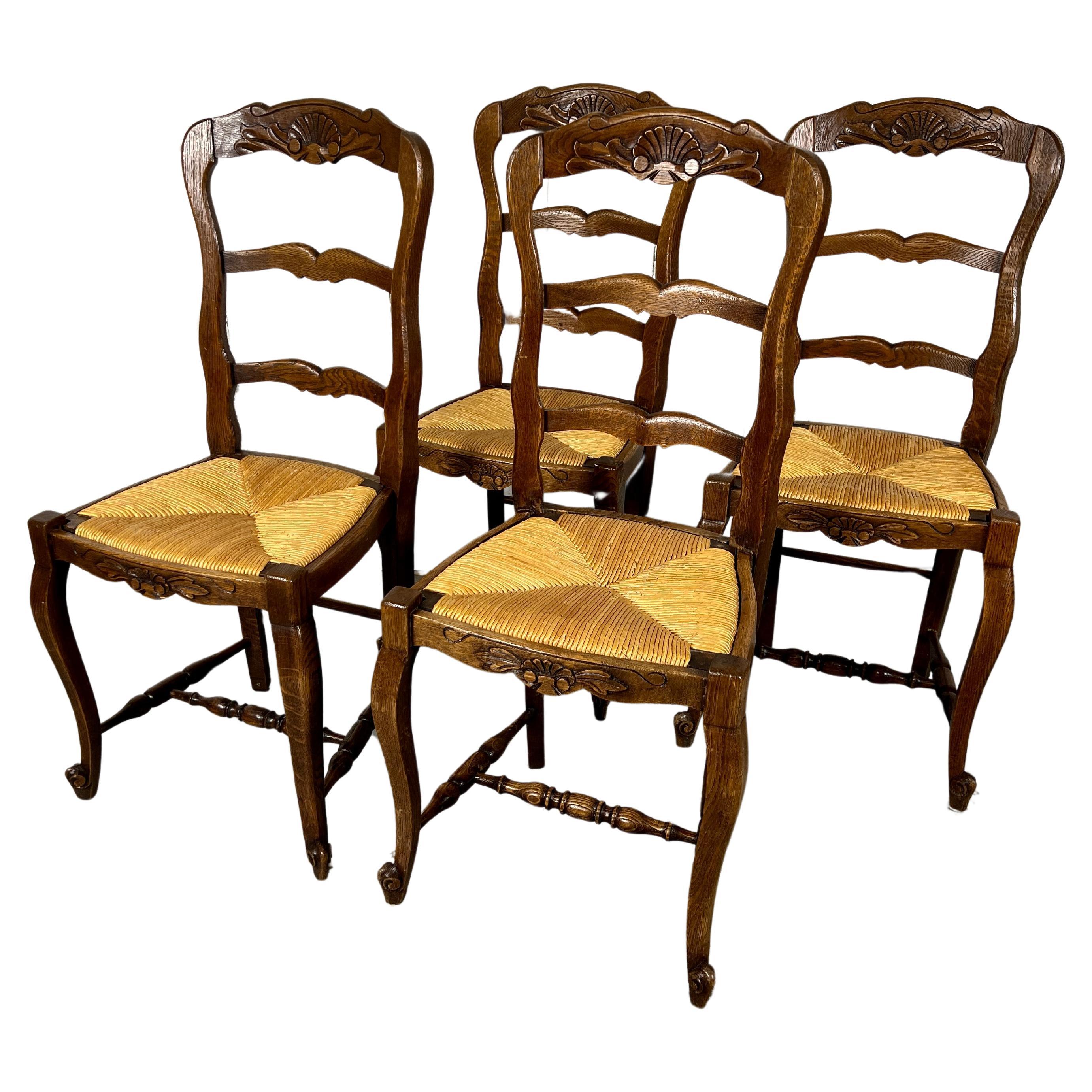 French Country Rush Dining Chairs- Set of 4