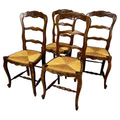 french country rush seat chairs French Country Rush Dining Chairs- Set of 4