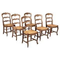 French Country Rush Seat Dining Chairs Set of 6