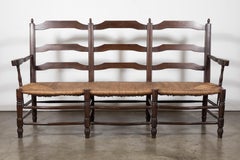 French Country Rush Seat Settee or Radassier