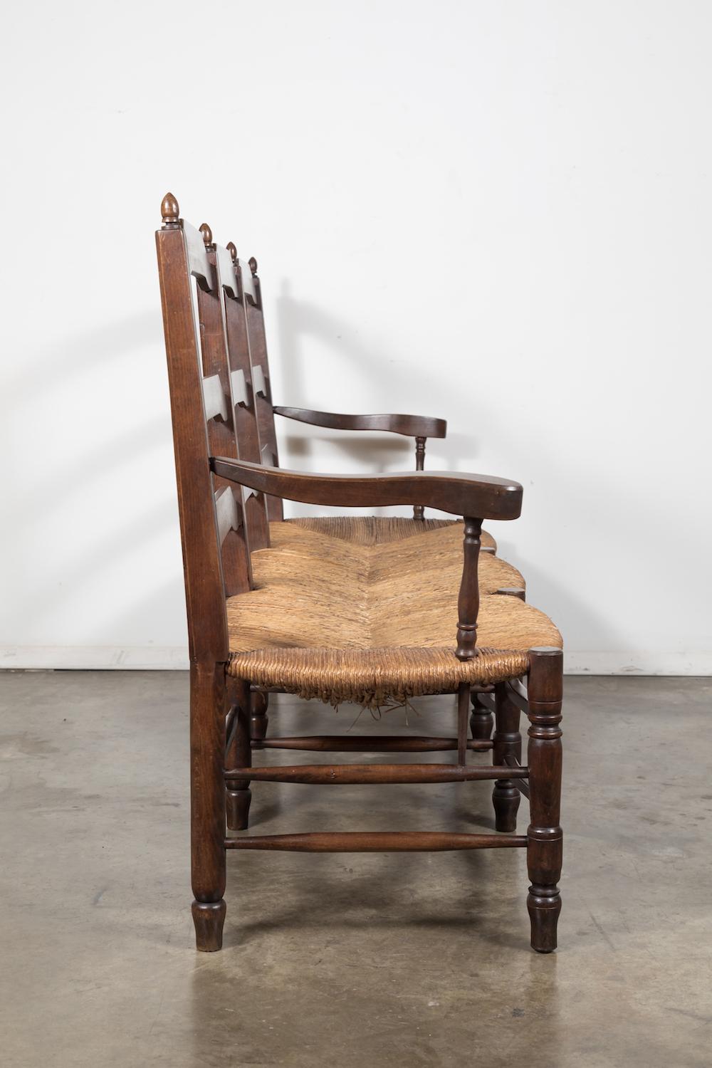 French Country Rush Seat Settee Or Radassier At 1stdibs