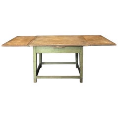French Country Rustic Extendable Vintage Farm Table with Original Paint