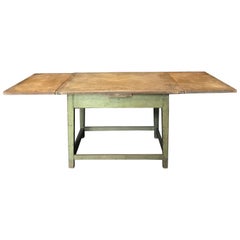 French Country Rustic Extendable Antique Farm Table with Original Paint