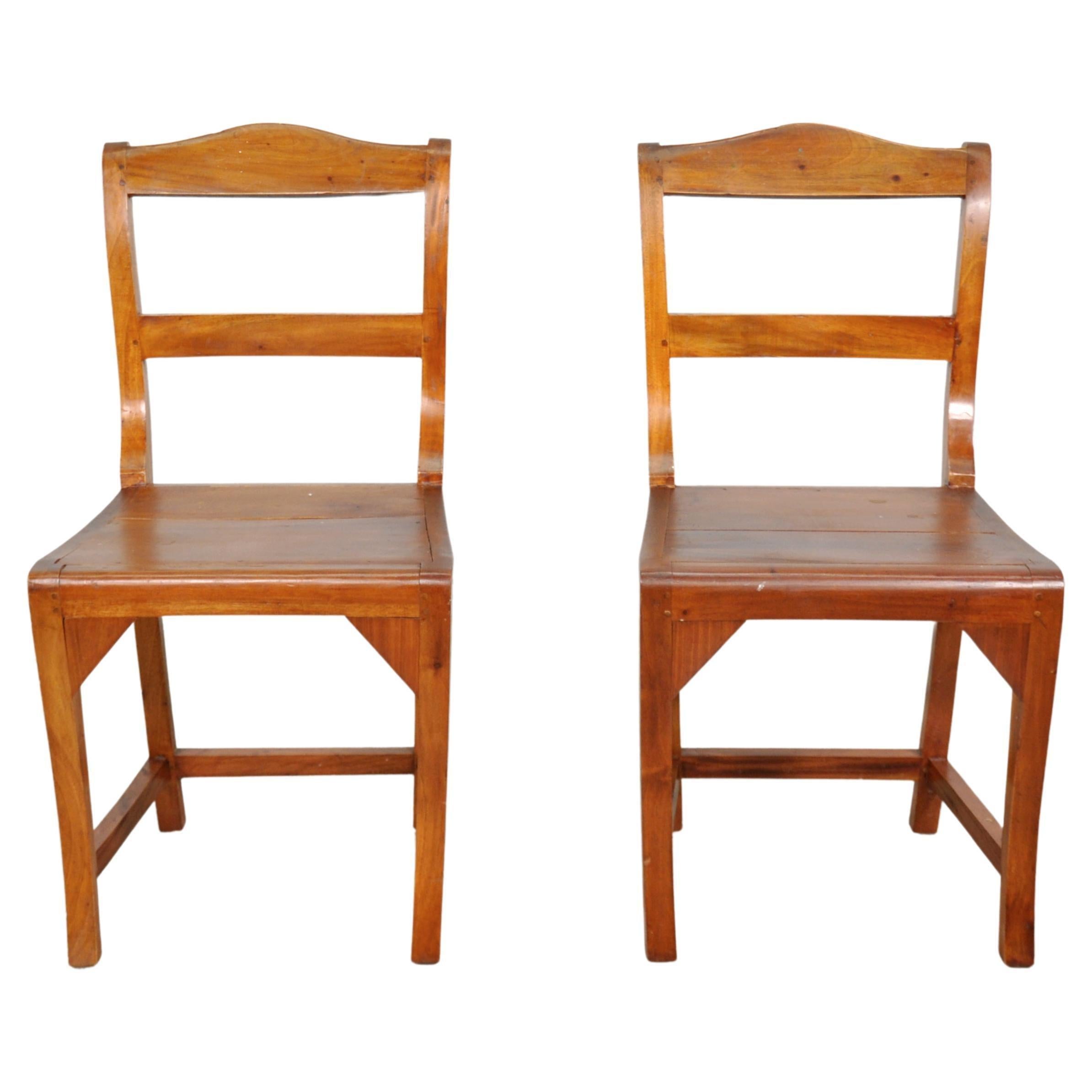 French Country Rustic Side Chairs - a Pair In Good Condition For Sale In Miami, FL
