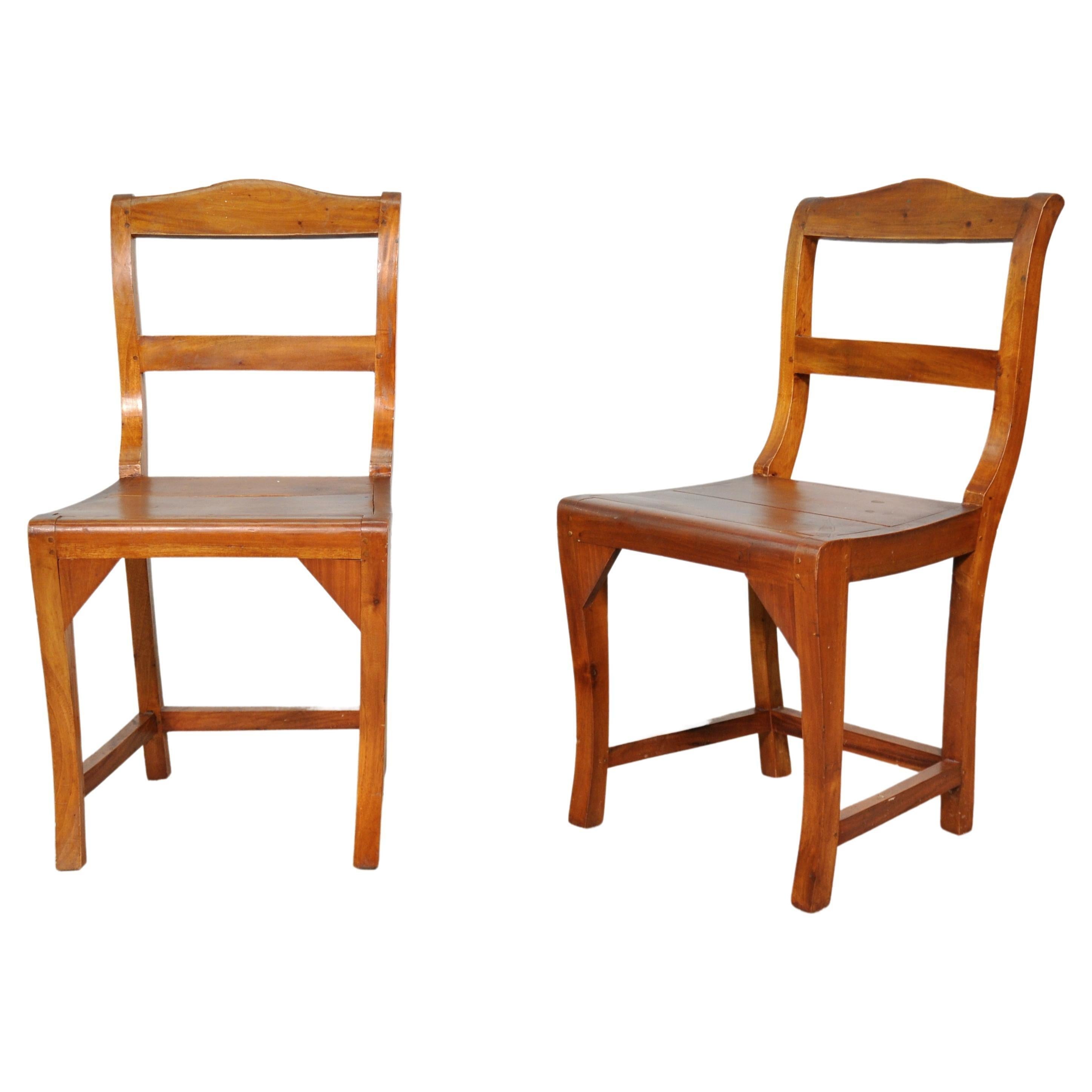 19th Century French Country Rustic Side Chairs - a Pair For Sale