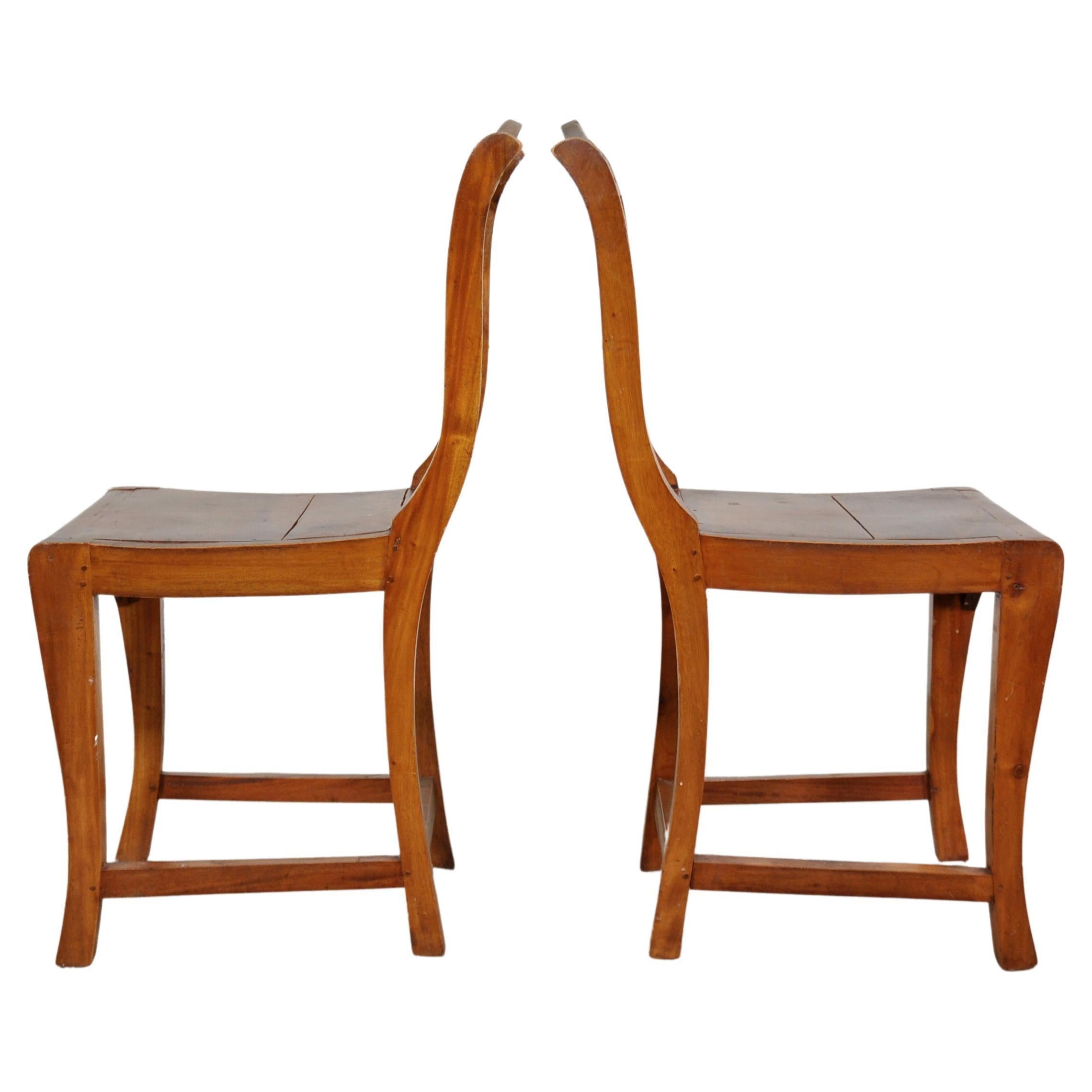 Fruitwood French Country Rustic Side Chairs - a Pair For Sale