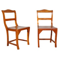 Antique French Country Rustic Side Chairs - a Pair