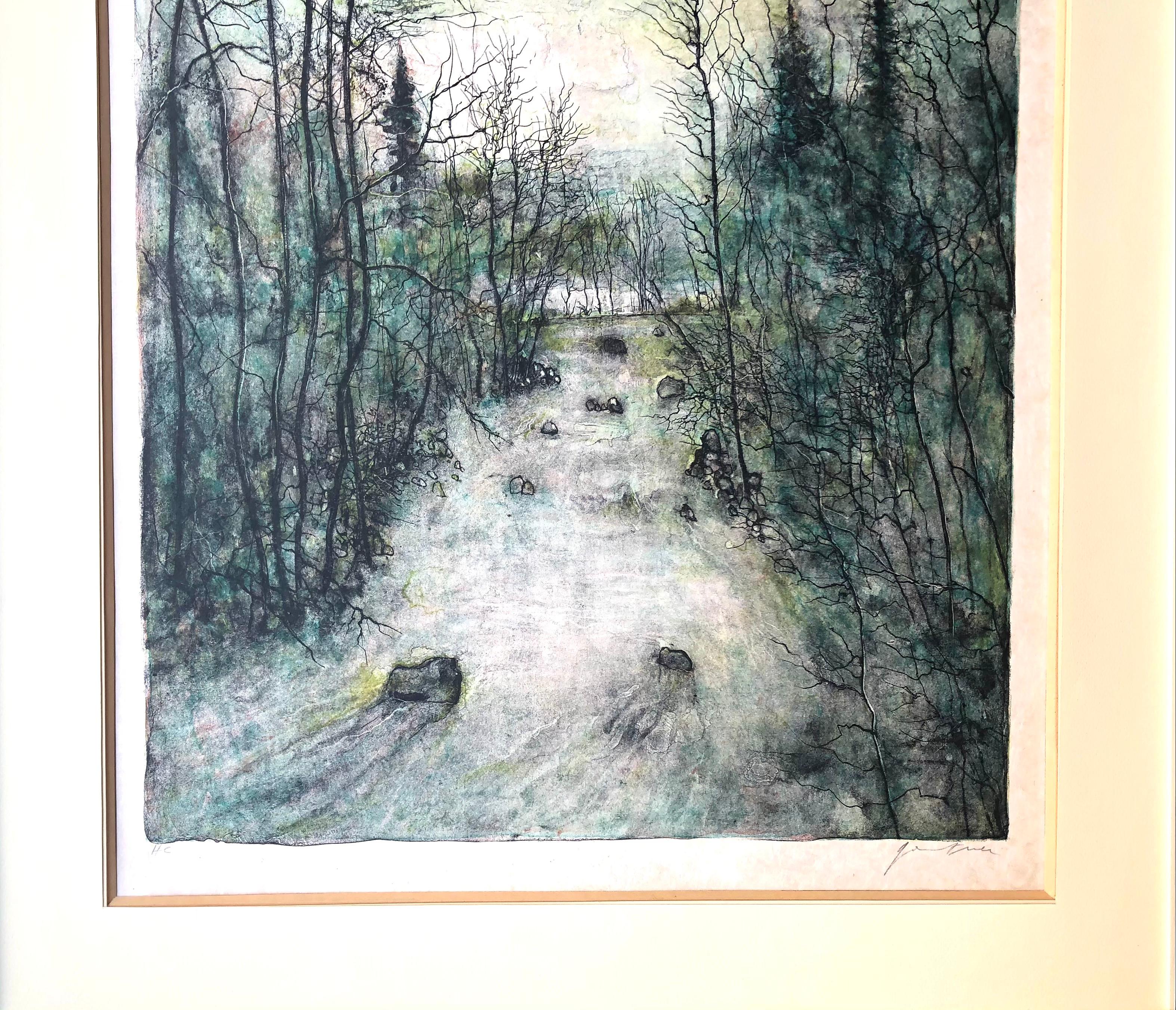 A beautiful and colorful lithograph that would enhance any space. 
Professionally framed and signed. 

This very good quality colorful lithograph of a French countryside will enhance any setting. 

Measures: 29