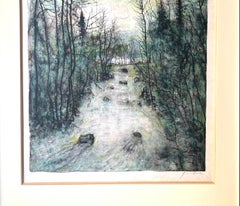 Framed 20th Century Colorful French Country Scene Lithograph, Signed