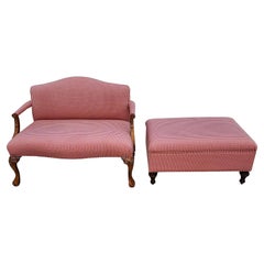 Vintage French Country Settee & Ottoman Set