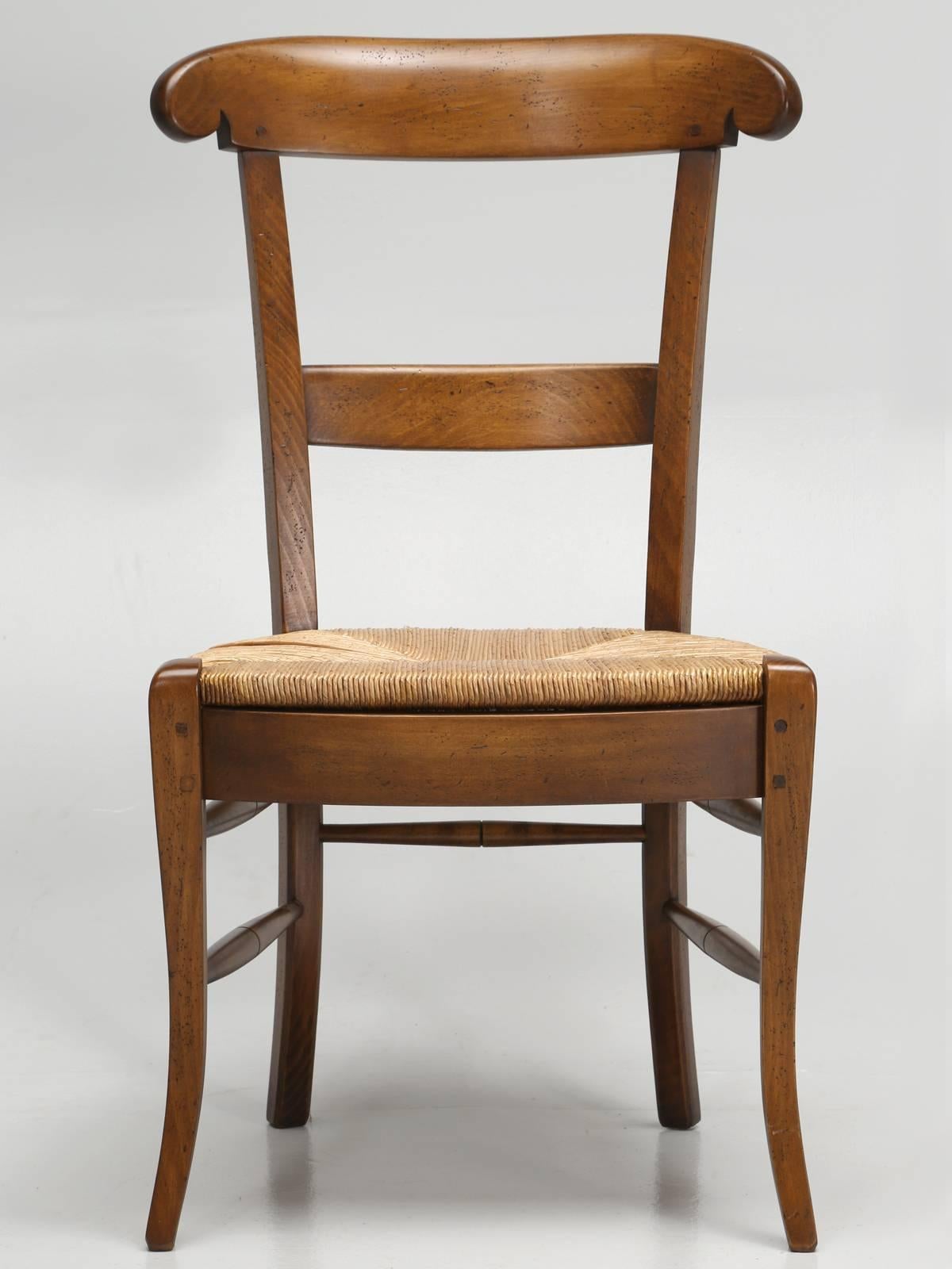 Beech French Country Side Chairs, Handmade in France, Set of 'Eight' in Stock