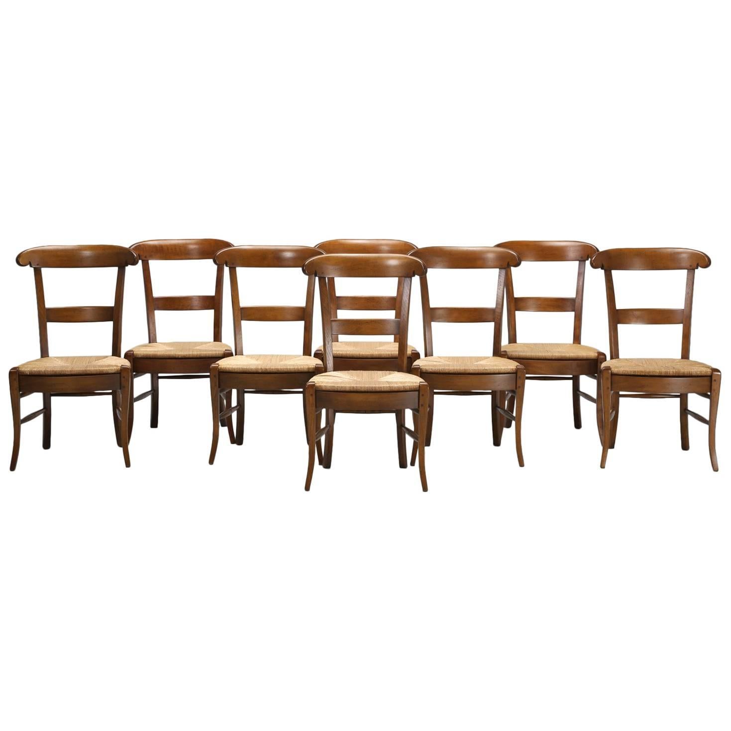 French Country Side Chairs, Handmade in France, Set of 'Eight' in Stock
