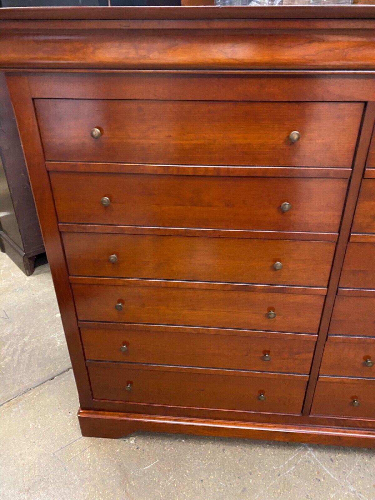 French Country Solid Cherry Wood 14 Drawer Tall Chest Dresser - Made in France 5