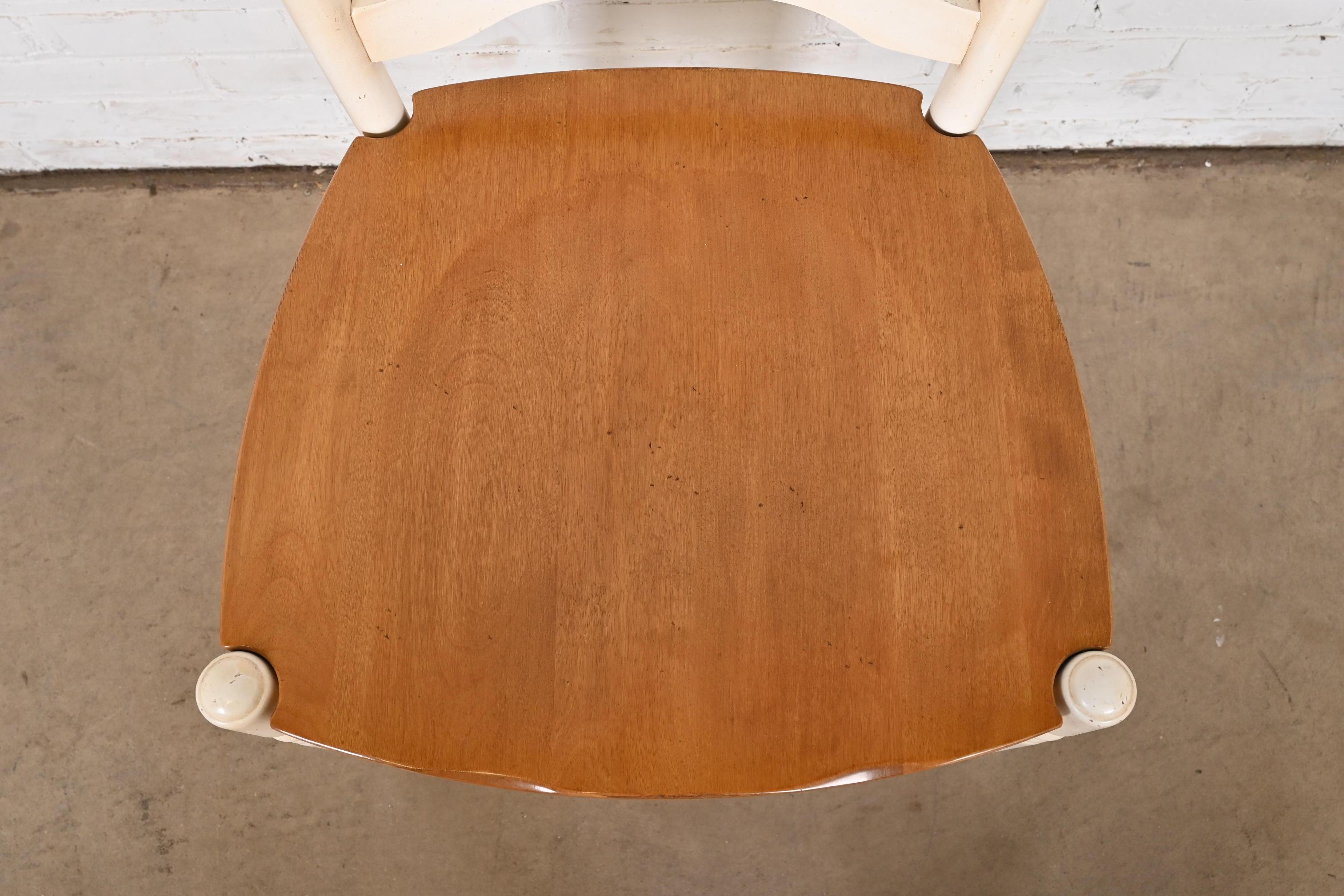 French Country Solid Maple and White Lacquered Desk Chair or Side Chair 4