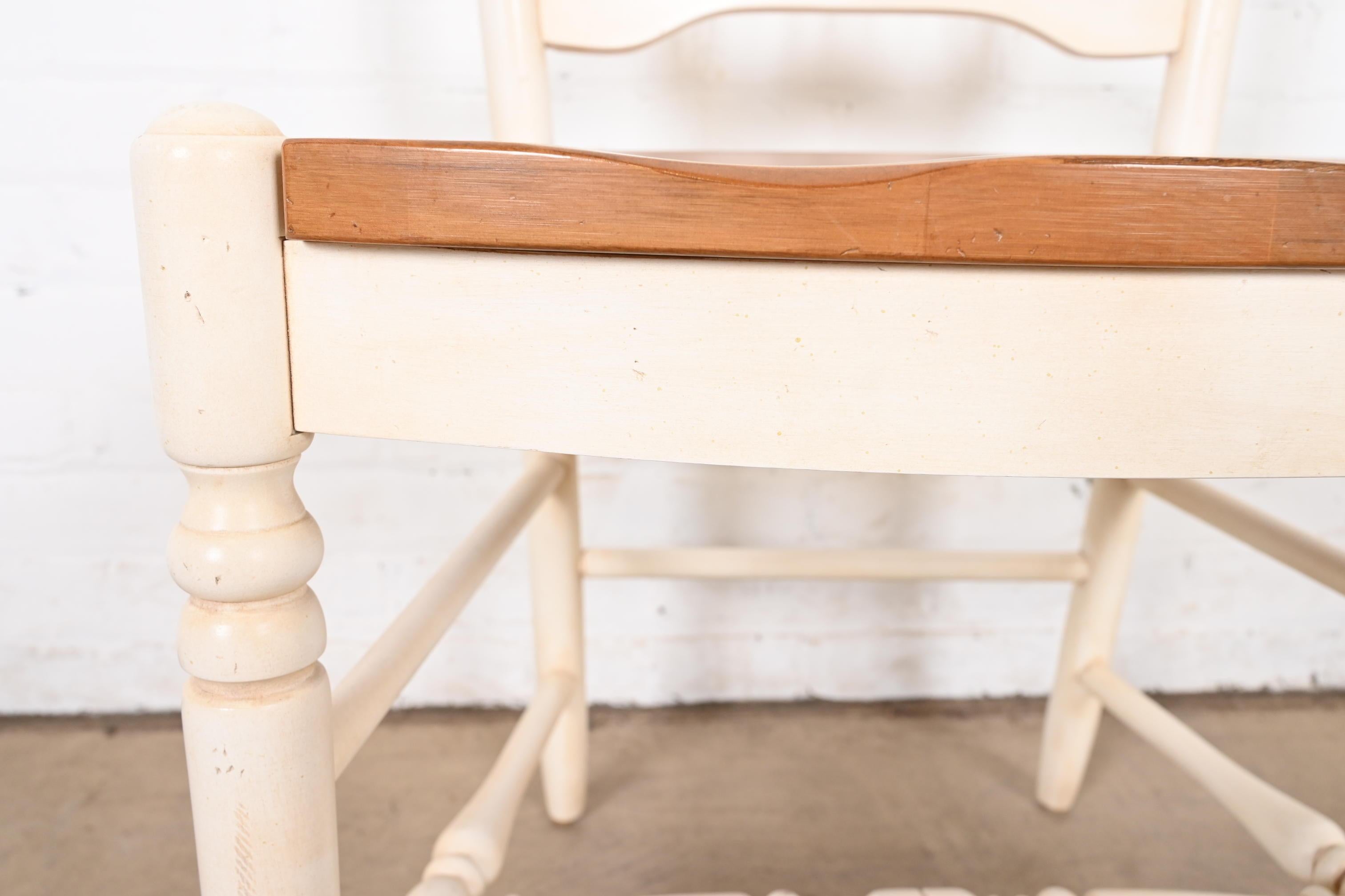 French Country Solid Maple and White Lacquered Desk Chair or Side Chair 5
