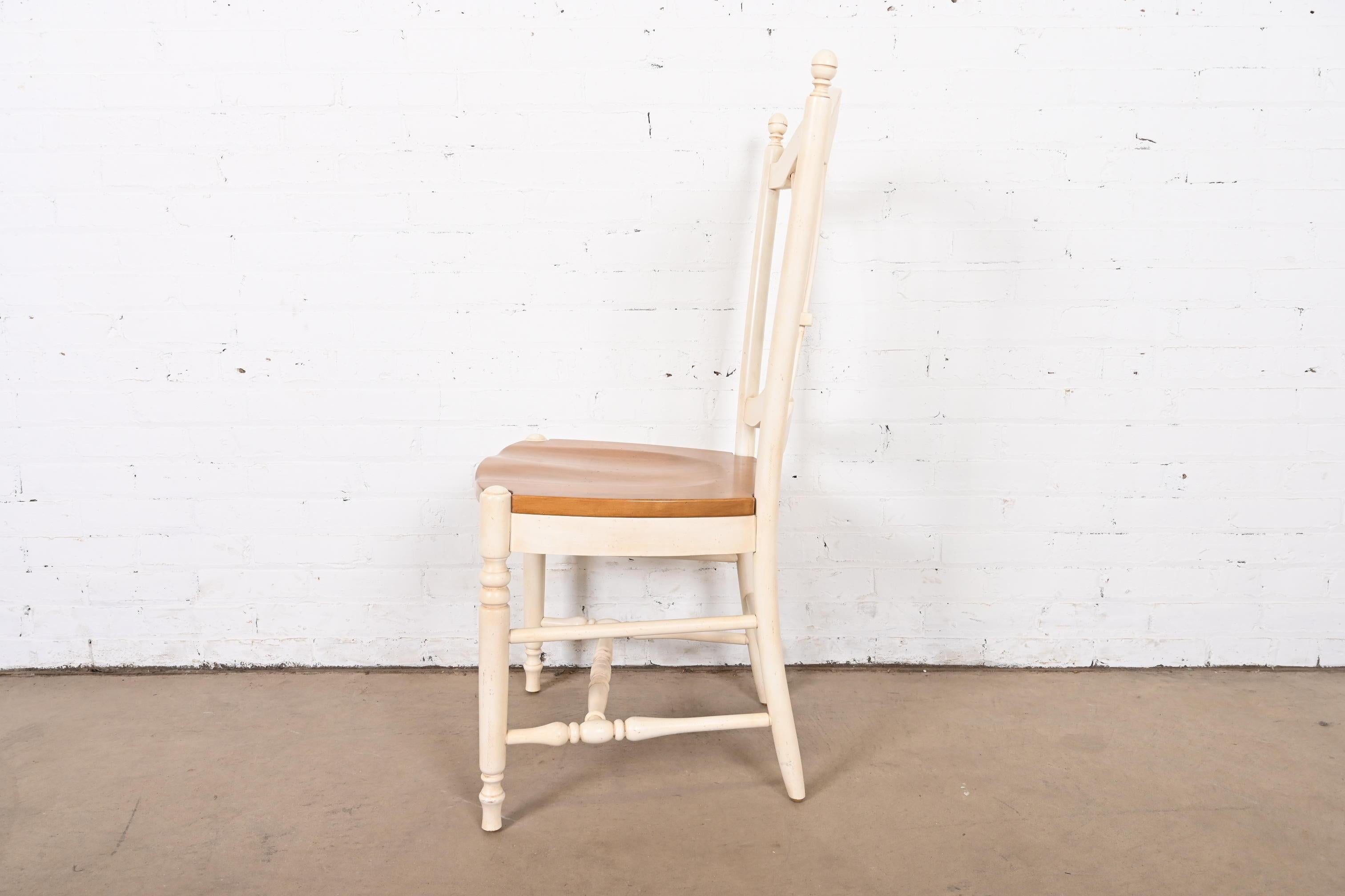 French Country Solid Maple and White Lacquered Desk Chair or Side Chair 7