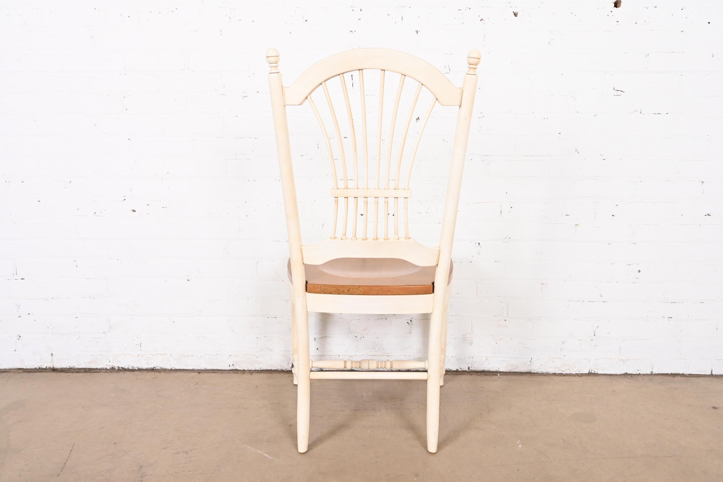 French Country Solid Maple and White Lacquered Desk Chair or Side Chair 8