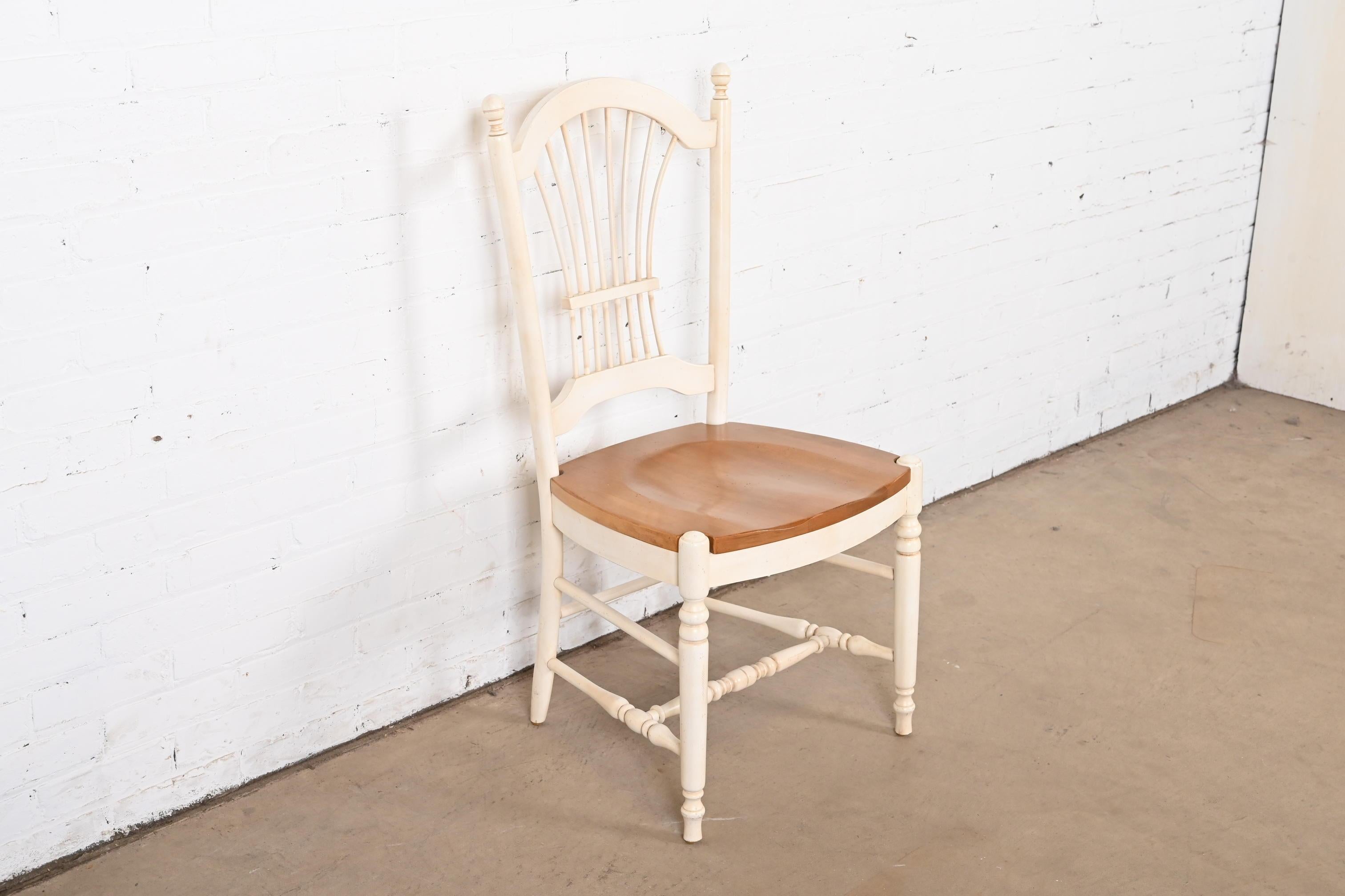 French Country Solid Maple and White Lacquered Desk Chair or Side Chair 1
