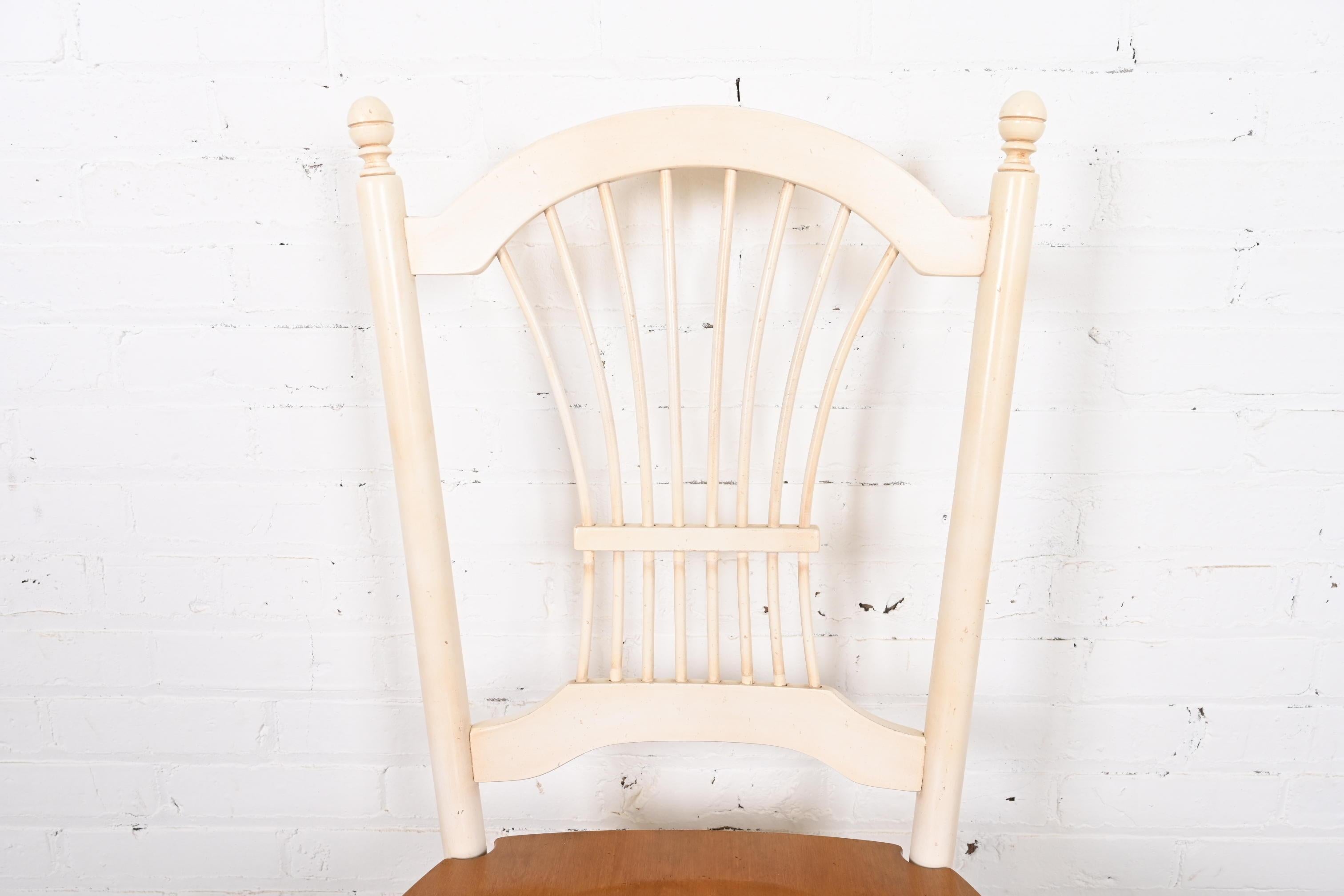 French Country Solid Maple and White Lacquered Desk Chair or Side Chair 2