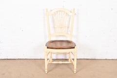 French Country Solid Maple and White Lacquered Desk or Side Chair