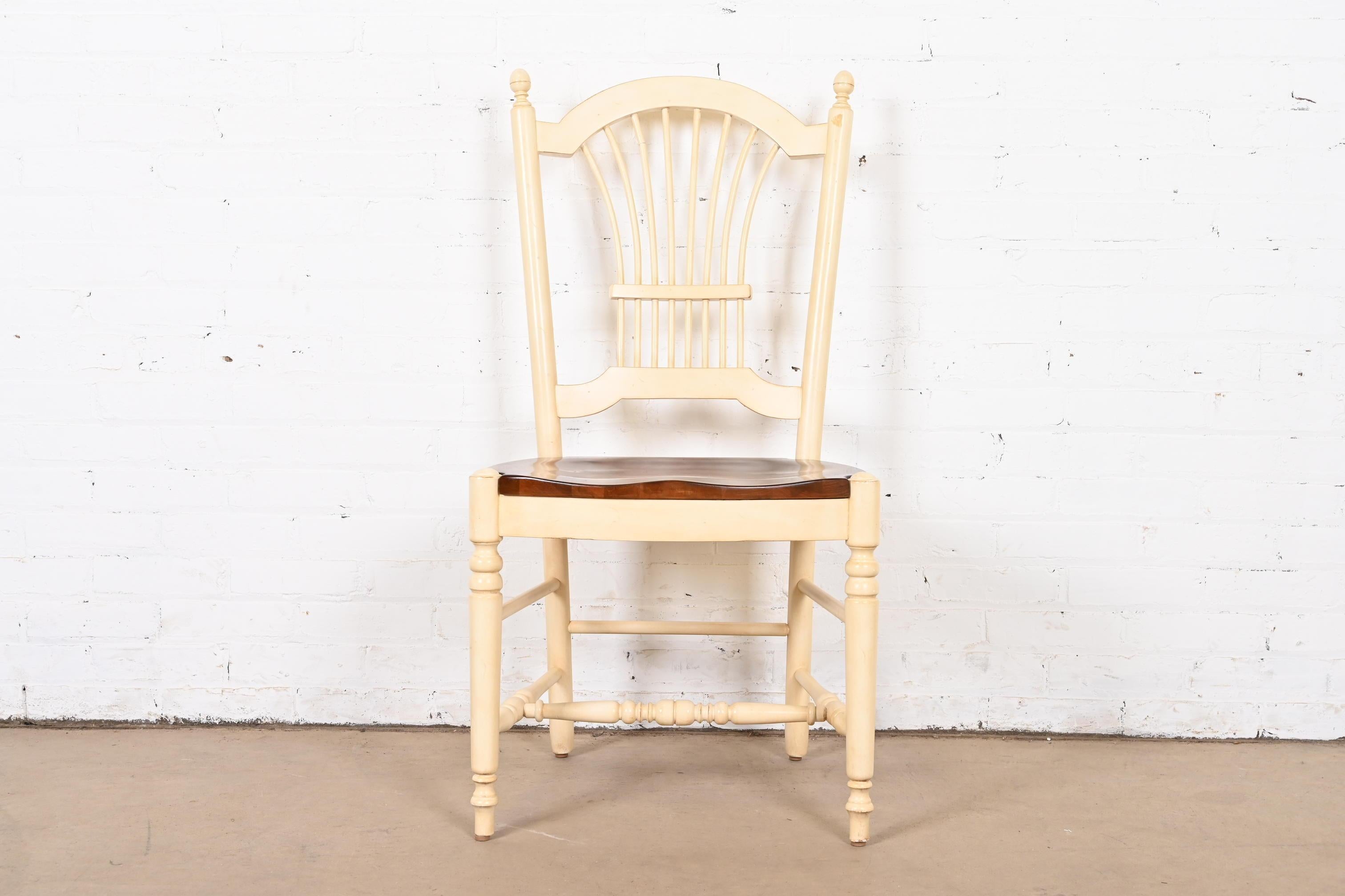 French Provincial French Country Solid Maple and White Lacquered Desk or Side Chair For Sale