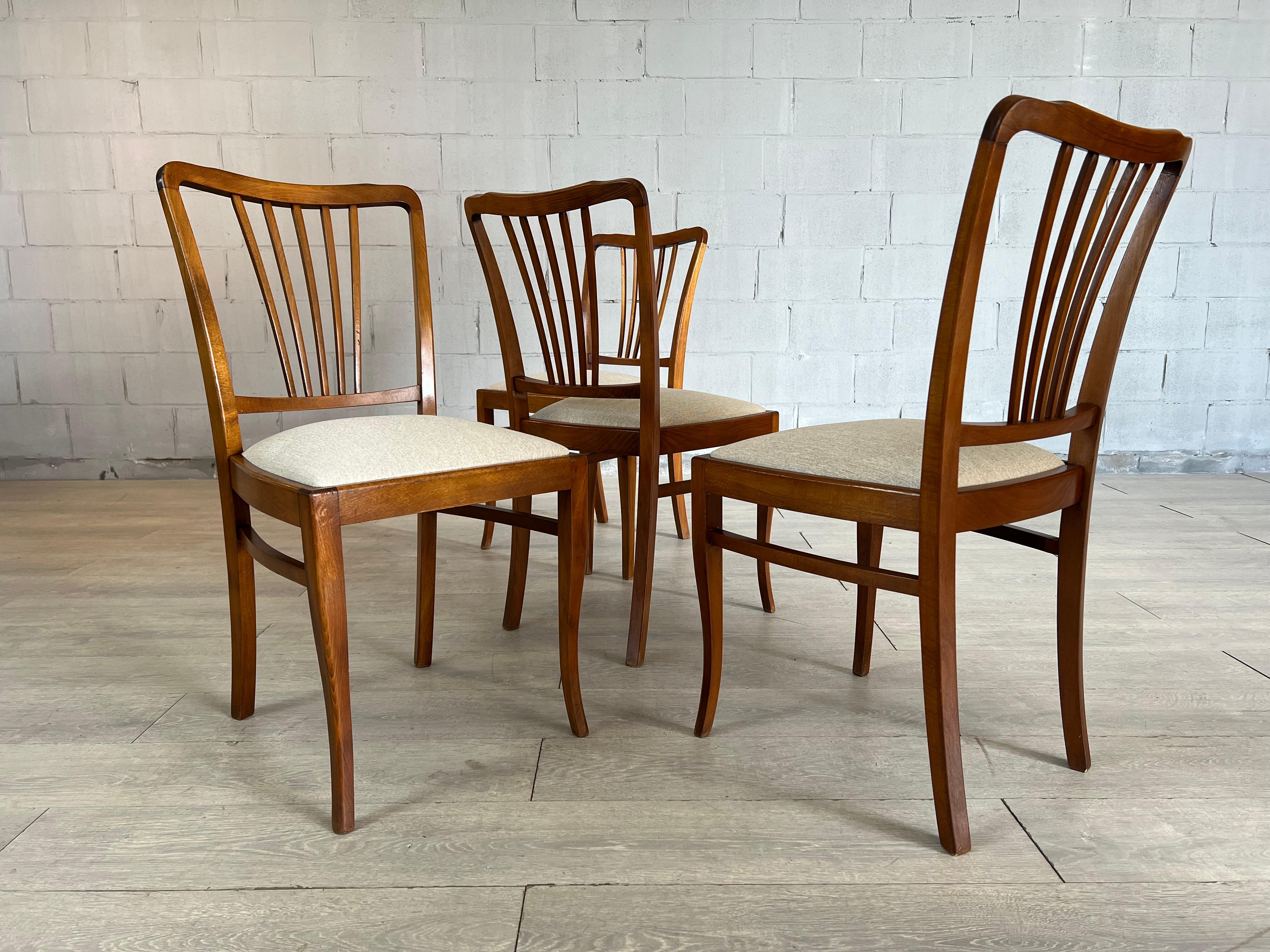 20th Century French Country Splat Back Dining Chairs, Reupholstered - Set of 4 For Sale