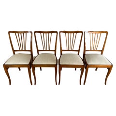 Used French Country Splat Back Dining Chairs, Reupholstered - Set of 4
