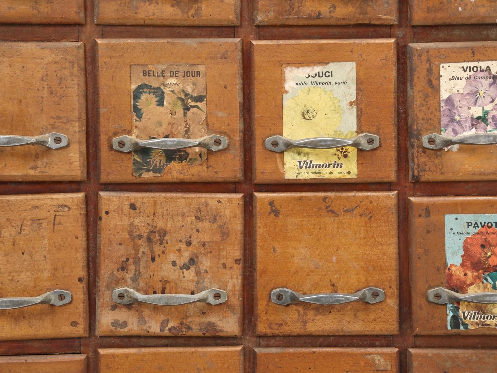 French Country Store 104 Drawer Seed Cabinet in Original Condition In Good Condition In Chicago, IL