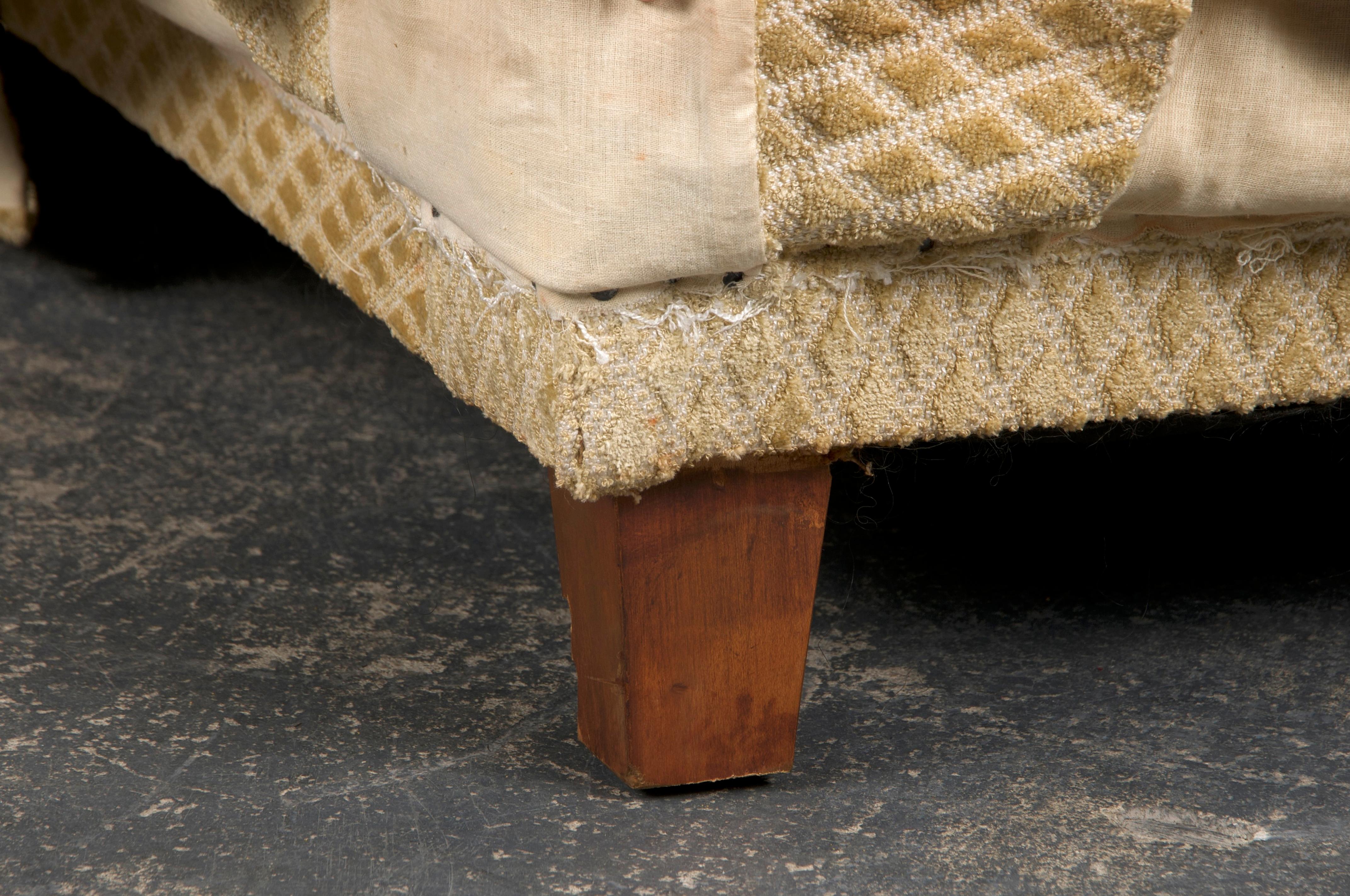 Französischer Landhausstil 3-Sitzer Sofa W/ Beige Samt 5