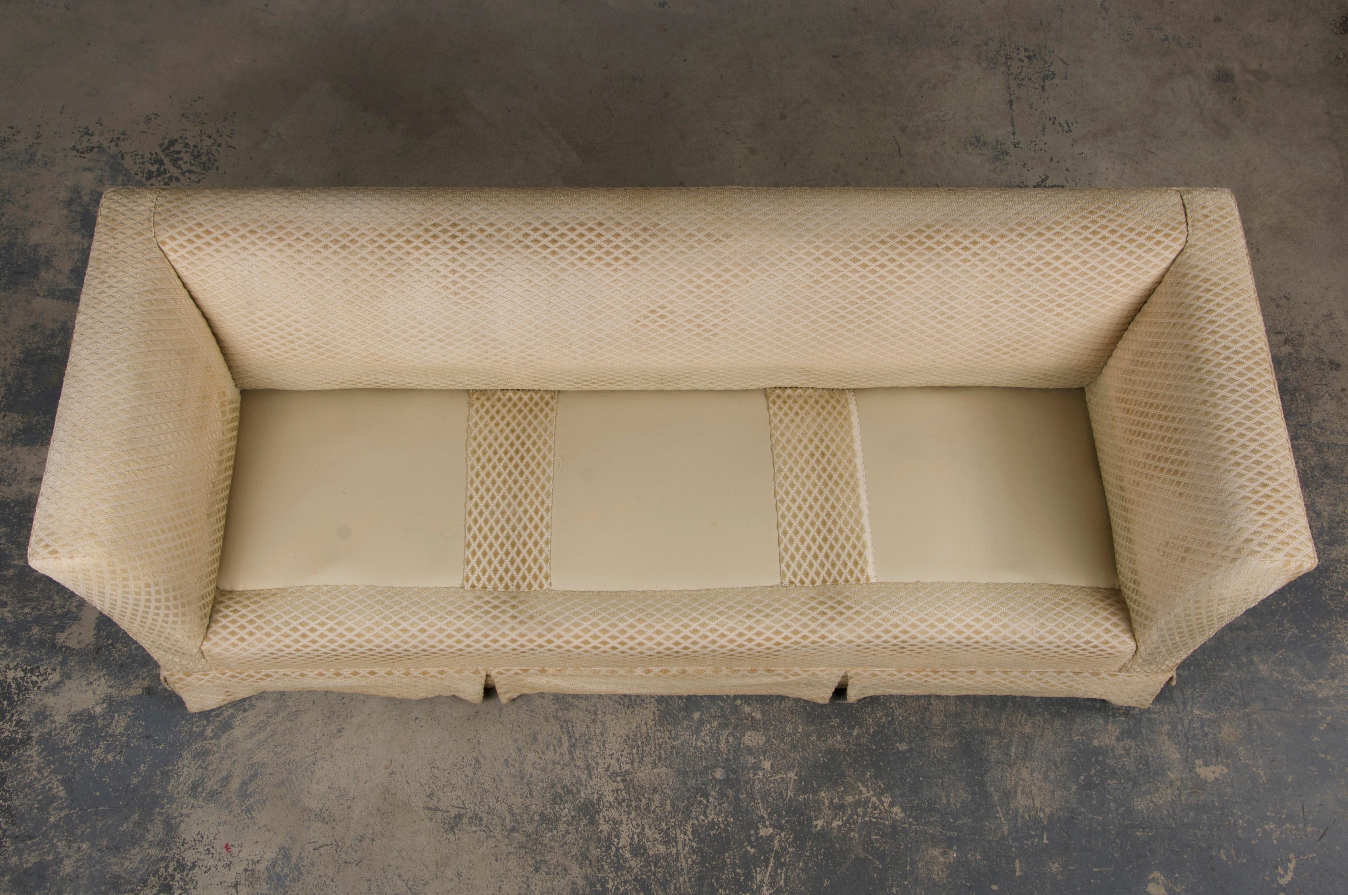 Französischer Landhausstil 3-Sitzer Sofa W/ Beige Samt 7