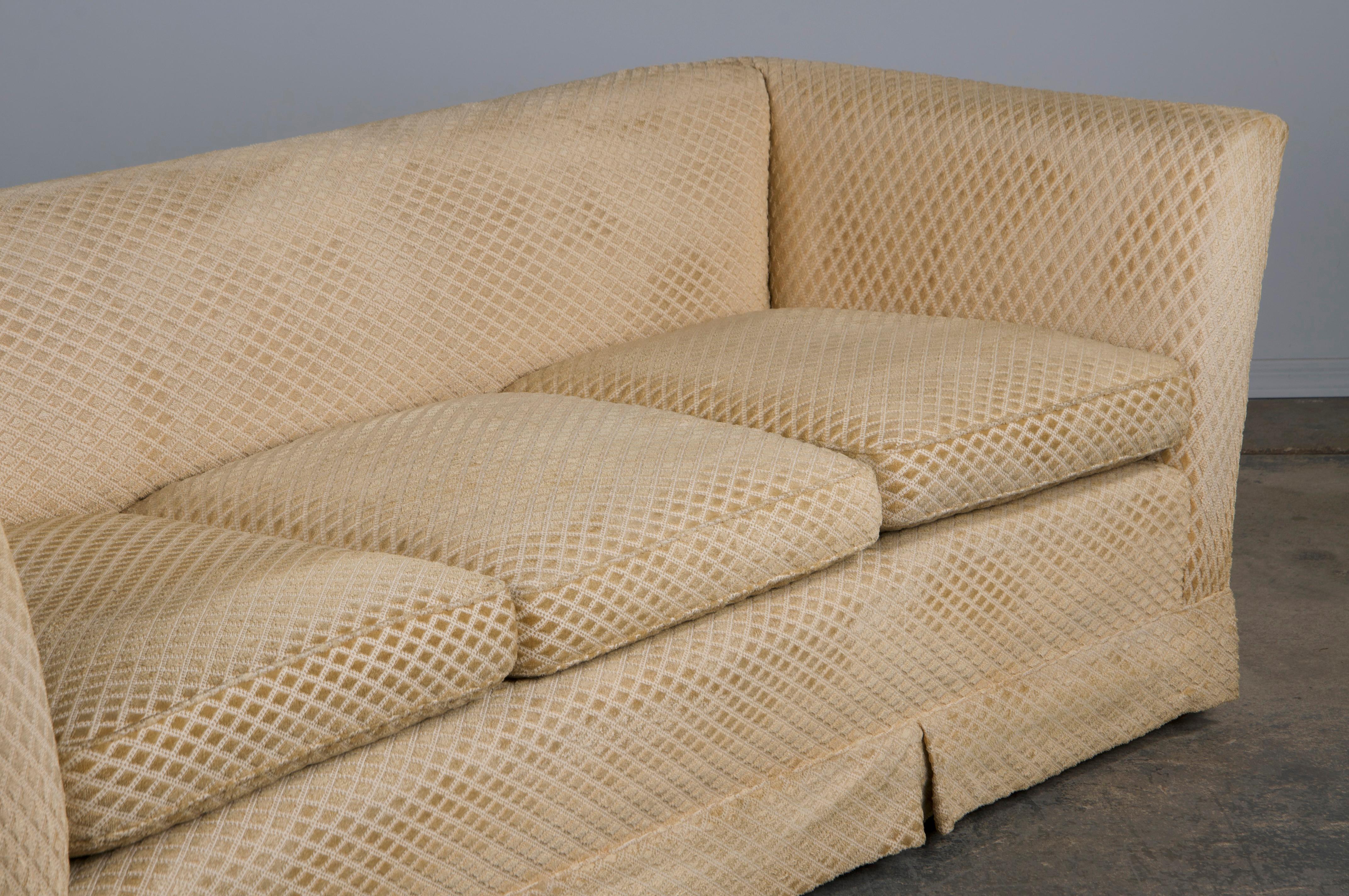 Französischer Landhausstil 3-Sitzer Sofa W/ Beige Samt 1