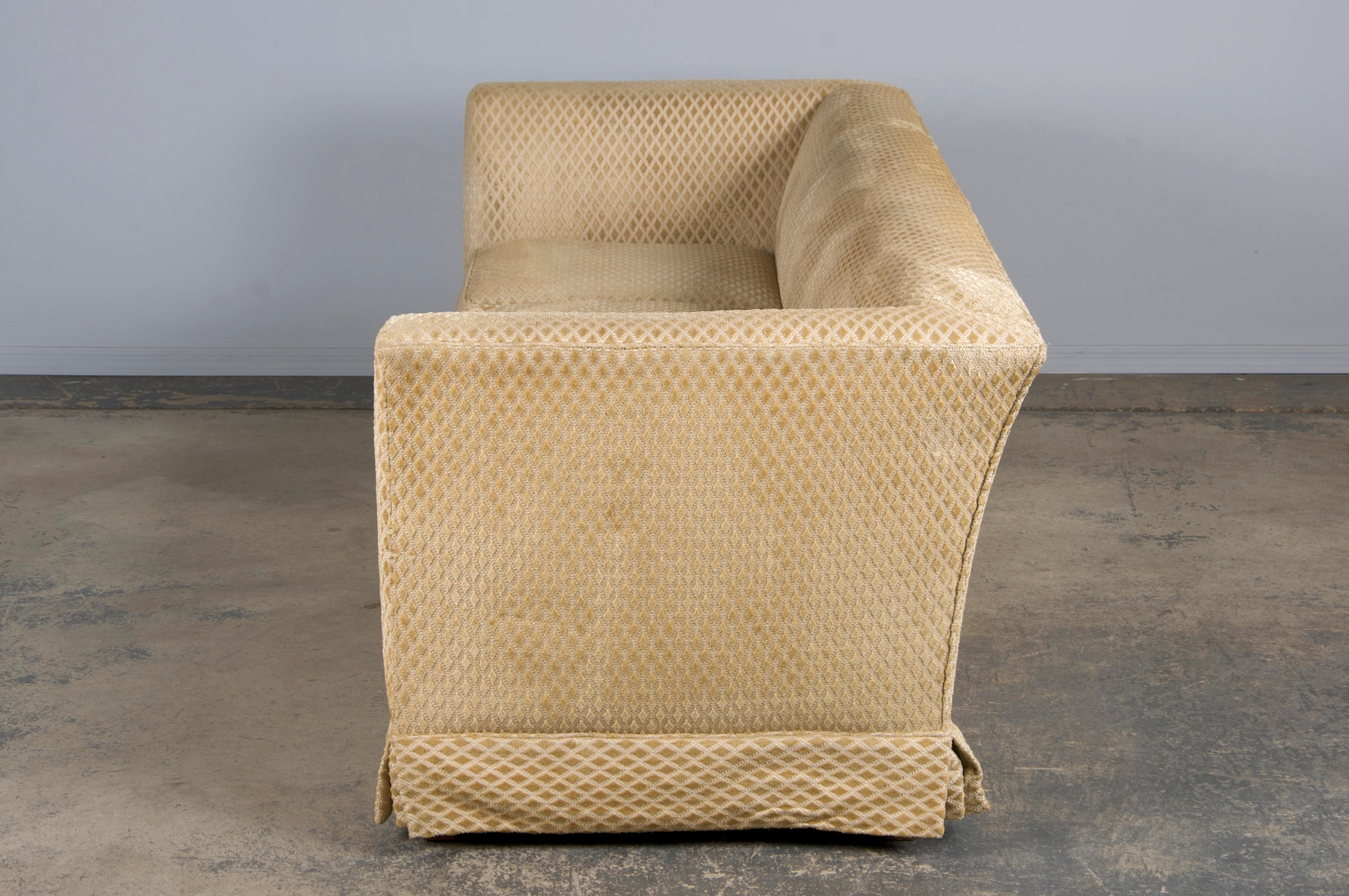 Französischer Landhausstil 3-Sitzer Sofa W/ Beige Samt 2