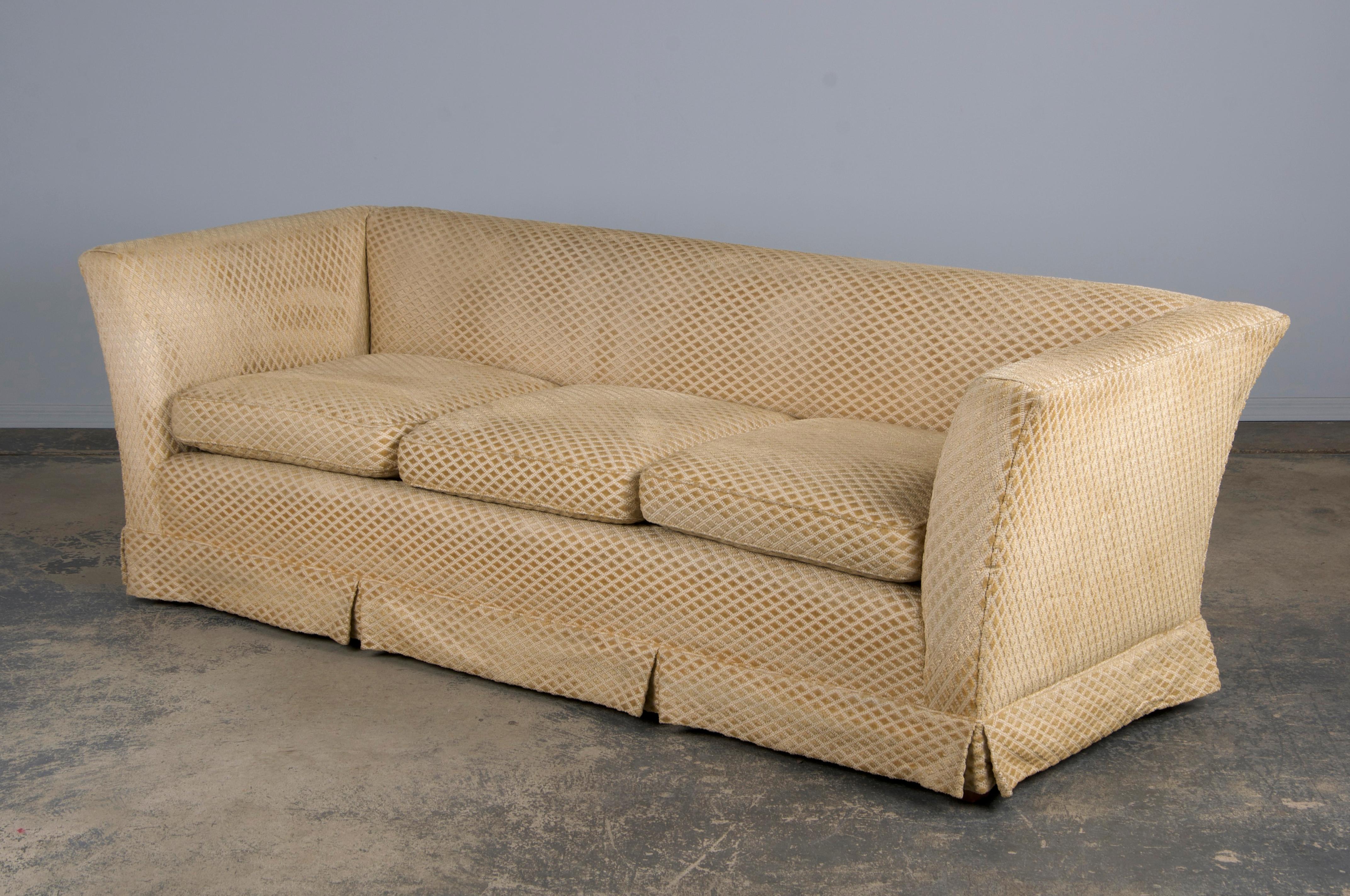 Französischer Landhausstil 3-Sitzer Sofa W/ Beige Samt 3