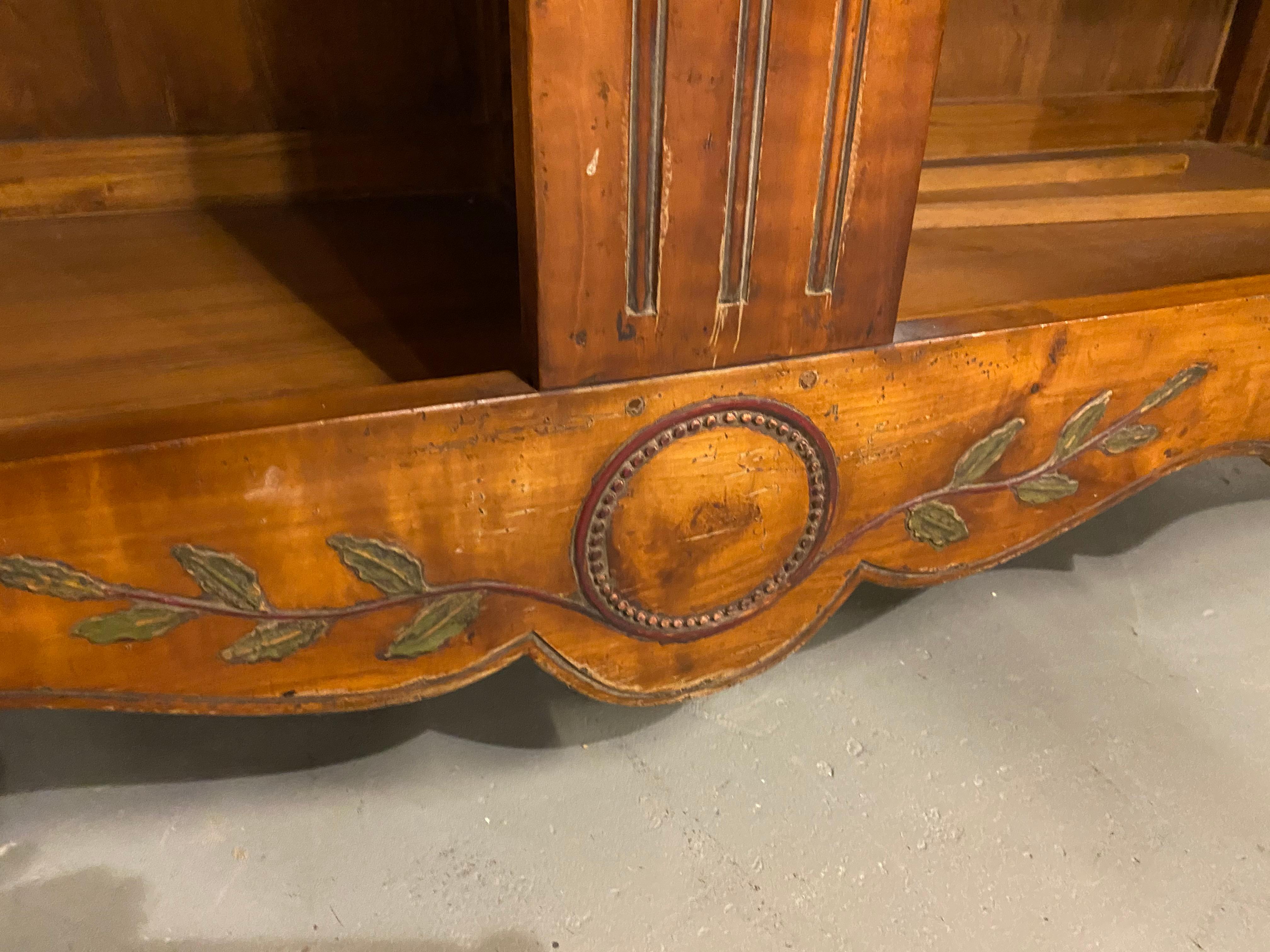 French Country Style Buffet Sideboard, Solid Cherry Sideboard, Carved Detail In Good Condition For Sale In Toronto, CA