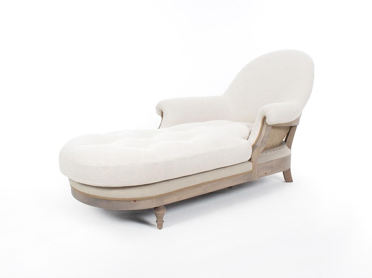 Spanish French Provincial Style Chaise Lounge with Custom Natural Finishes For Sale