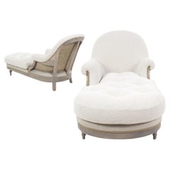 Antique French Provincial Style Chaise Lounge with Custom Natural Finishes